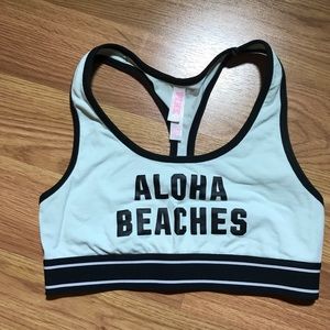 VS PINK- Mint Blue Aloha Beaches Gym Racerback Bra